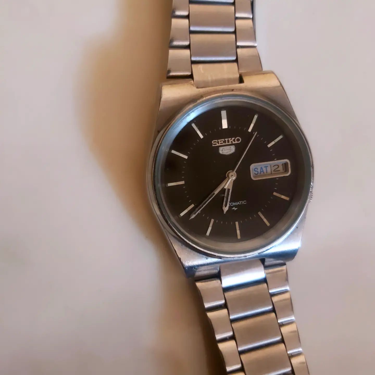 سیکو۵⌚ اورجینال ژاپن تمام استیل رنگ ثابت تقویم پمپی روز