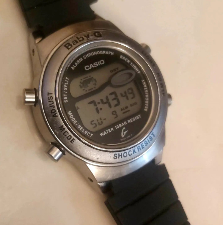 کاسیو بیبی جی⌚ اورجینال ژاپن بک لایت دیجیتال چندین آلارم