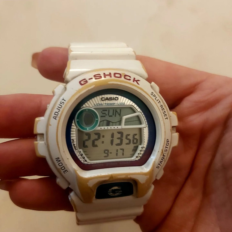 جیشاک⌚ اورجینال ژاپن قاب استیل بند سیلیکون کرنوگراف چراغ صدا