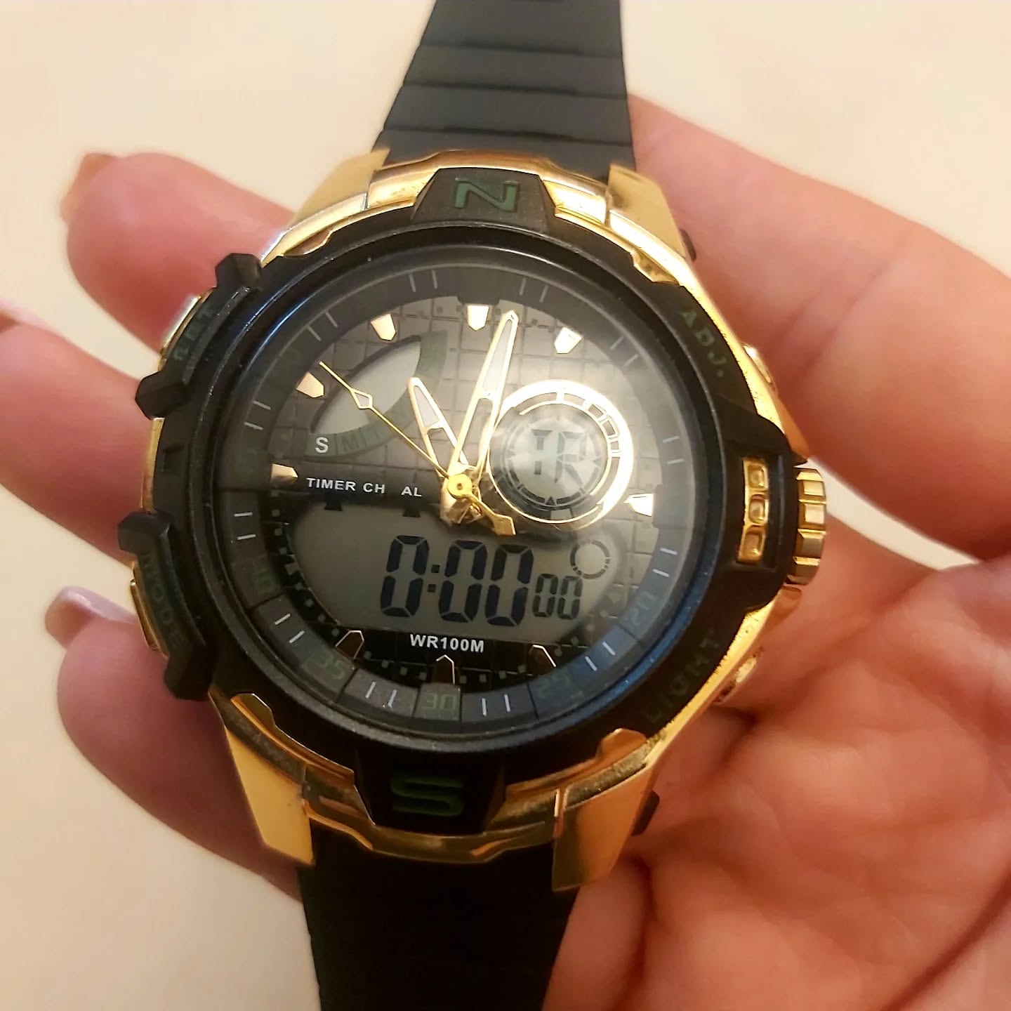 Tsport⌚ دو زمانه موتور ژاپن بک لایت کرنوگراف چند آلارم