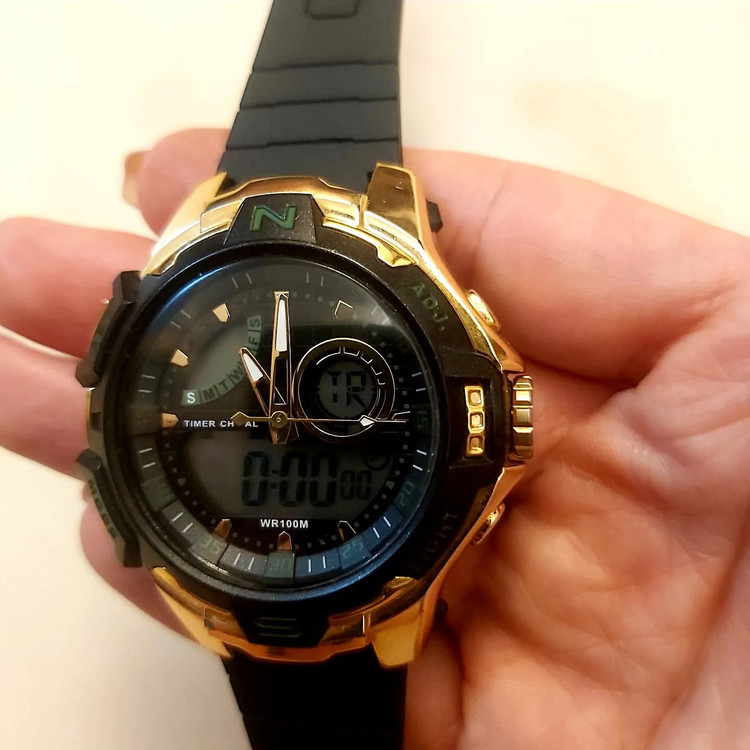 Tsport⌚ دو زمانه موتور ژاپن بک لایت کرنوگراف چند آلارم