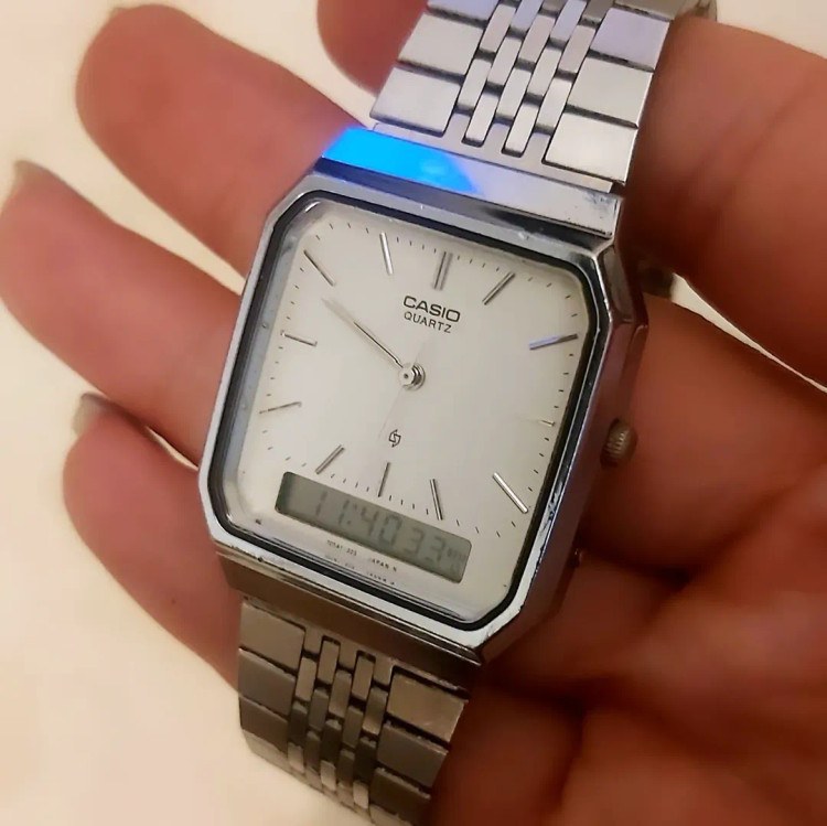 کاسیو⌚ اورجینال ژاپن تمام استیل دو زمانه کوارتز زیبا و