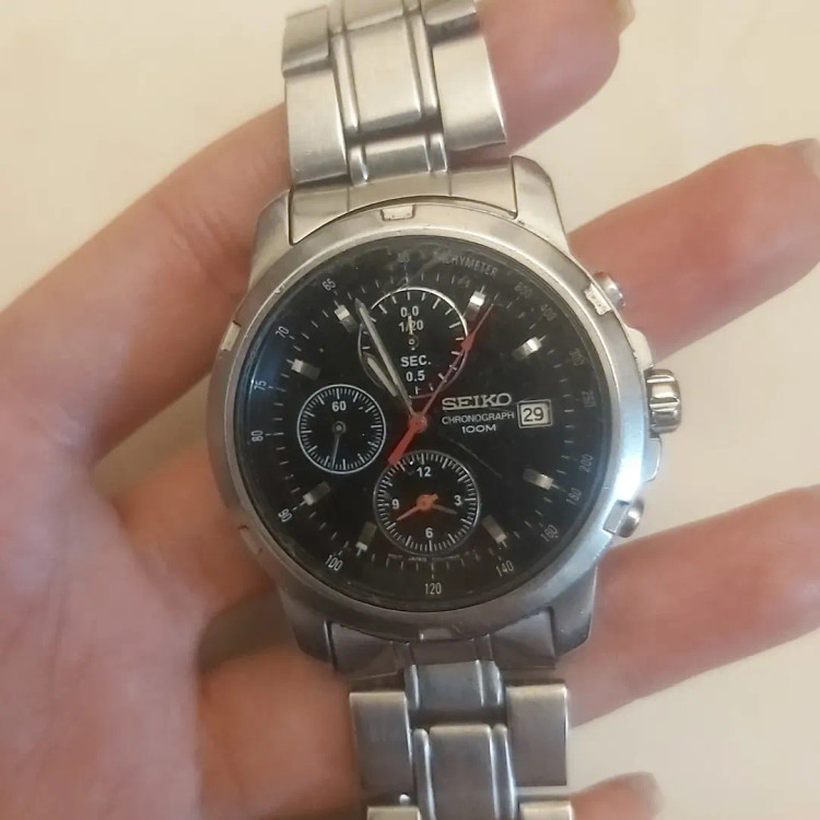 سیکو⌚ اصل ژاپن موتور سیکو تایم ضد زنگ تقویم کرنوگراف